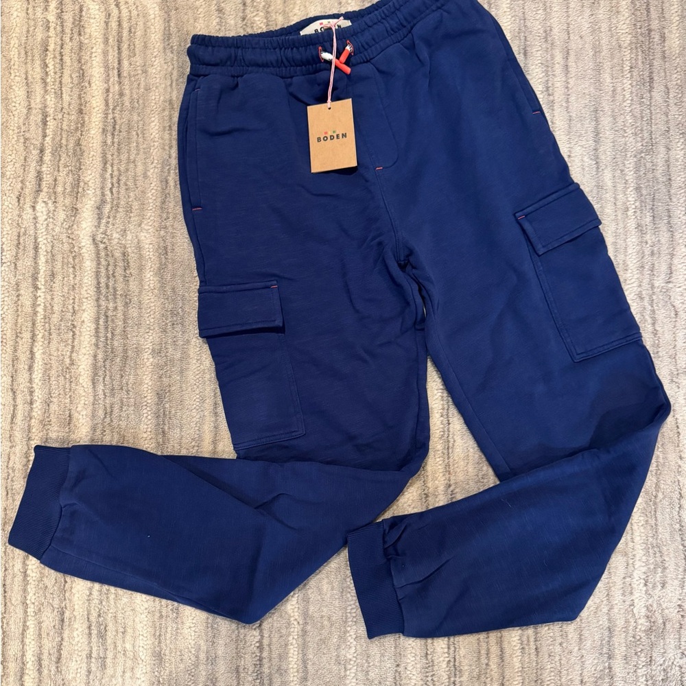 NWT. Boden Kids Blue Cargo Joggers. Size 11-12Y.